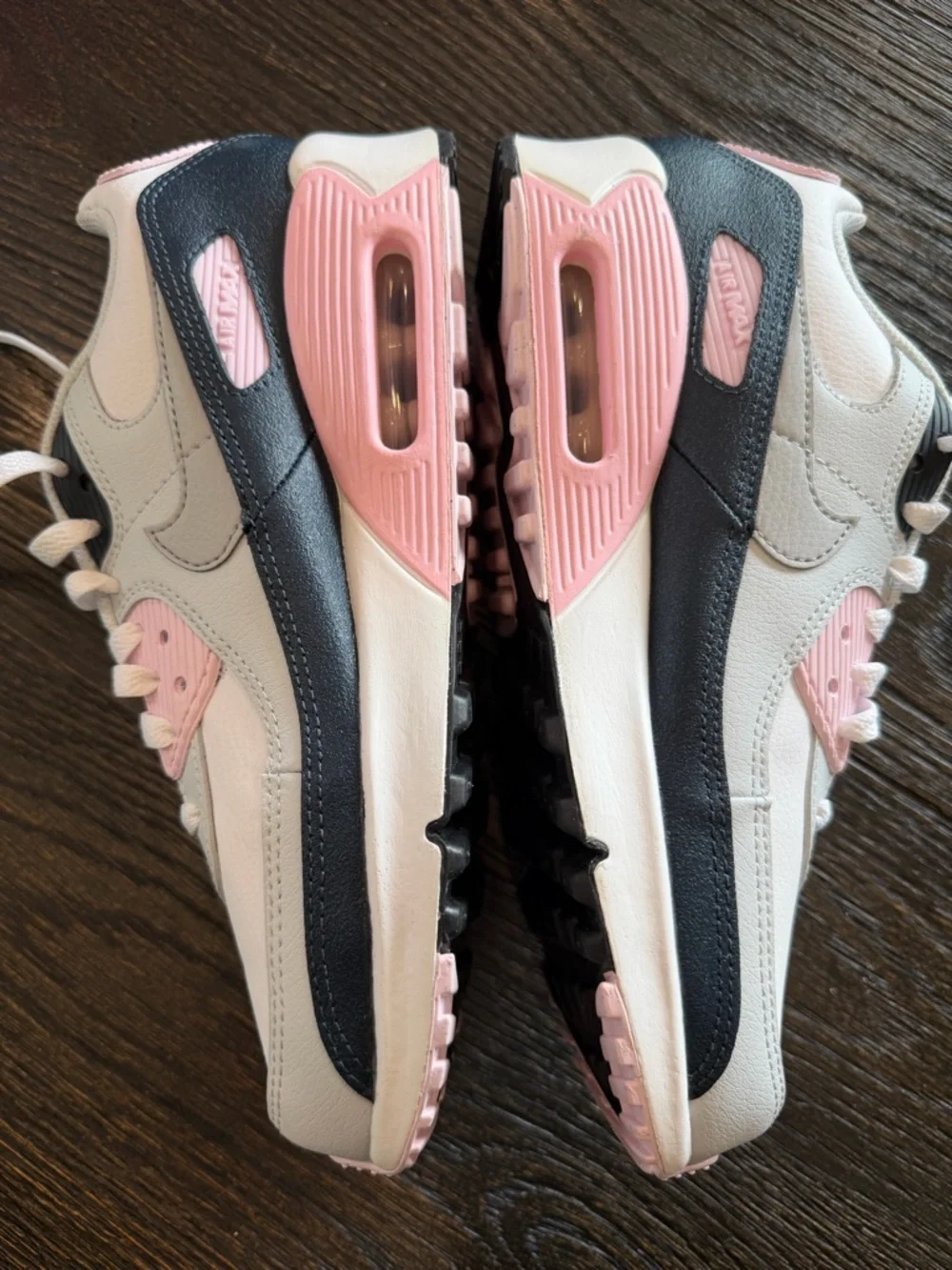 Nike Air Max 90 Shoes - White Pink Foam Armory Navy - size 6.5Y